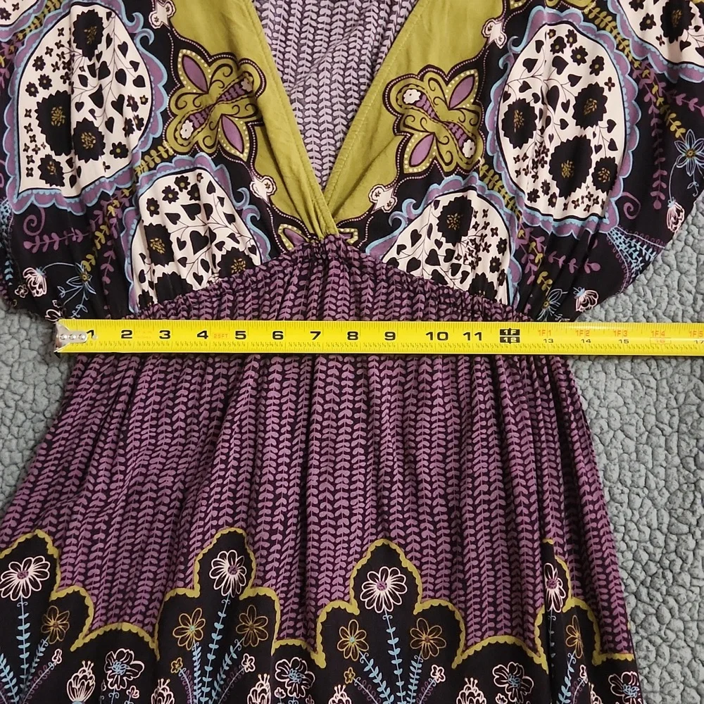 Women's Xhilaration Floral Print Dress Purple And Olive Green Size Medium - Picture 7 of 10